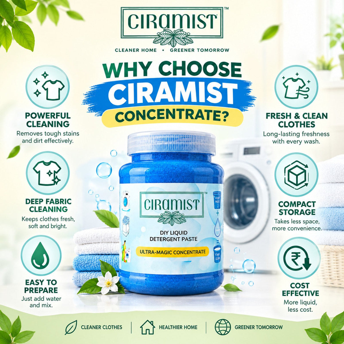 CIRAMIST Liquid Detergent Concentrate Paste Makes 4.5Litre Liquid At Home Fresh Liquid Detergent