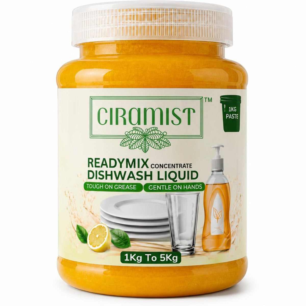 CIRAMIST Readymix Dish Wash Concentrate | Grease Cutting Dishwashing Liquid Dishwashing Detergent