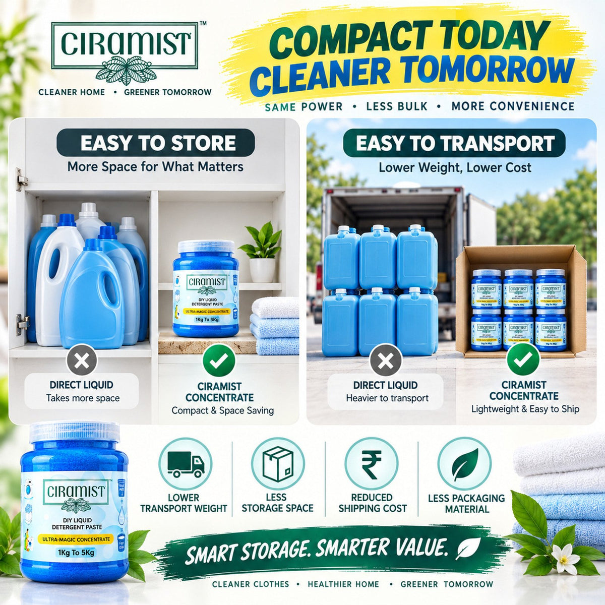 CIRAMIST Liquid Detergent Concentrate Paste Makes 4.5Litre Liquid At Home Fresh Liquid Detergent