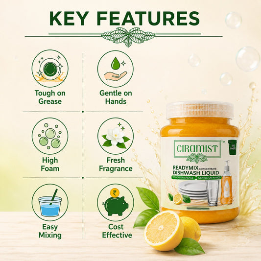 CIRAMIST Readymix Dish Wash Concentrate | Grease Cutting Dishwashing Liquid Dishwashing Detergent